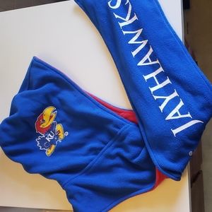 University of Kansas KU reversible fleece hoodie/scarf